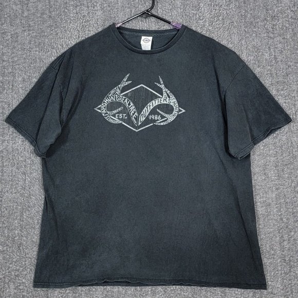 RealTree Outfitters T-Shirt Mens 2XL Black Antler Logo Short Sleeve Crewneck - Picture 1 of 9